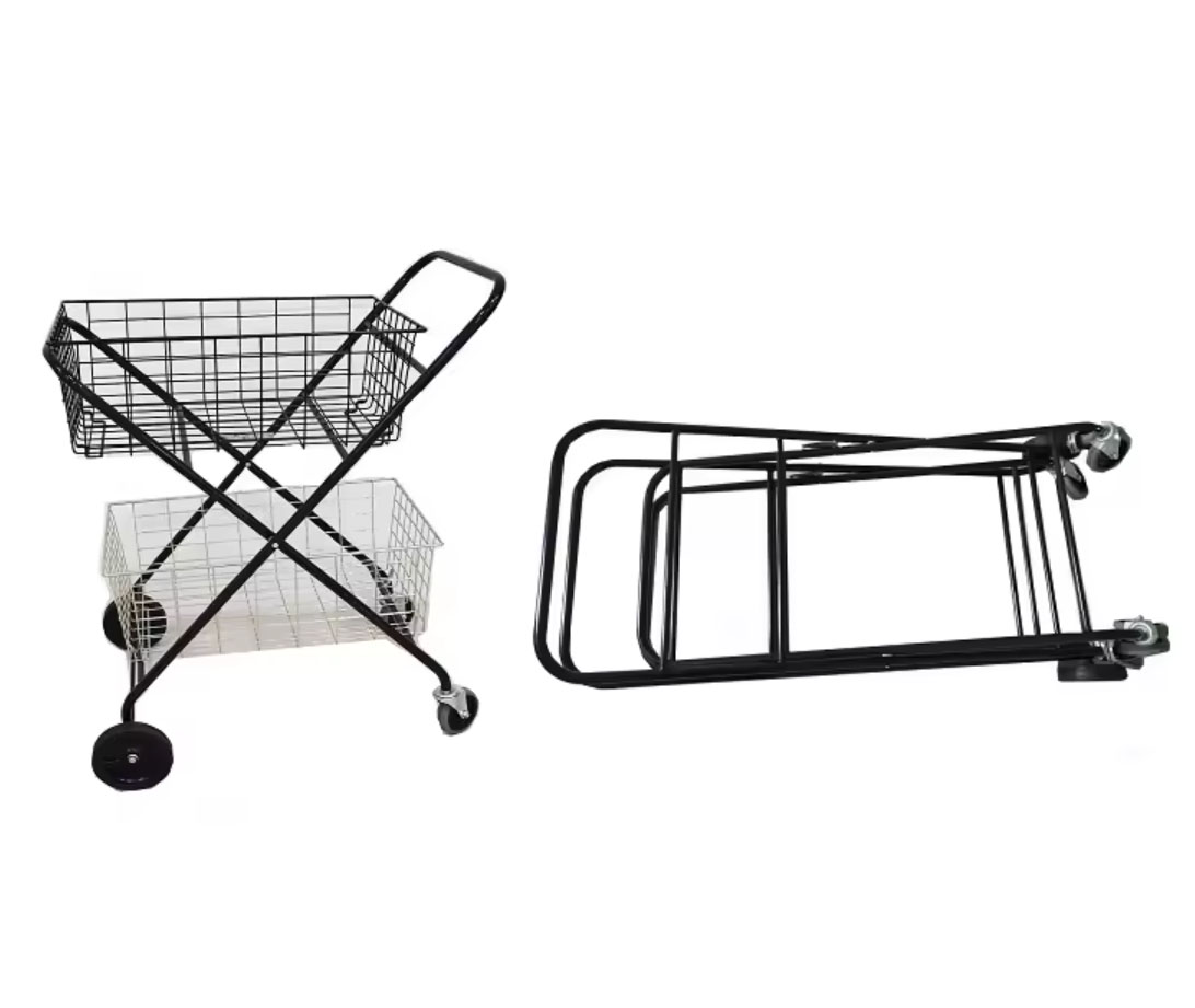 Metall Double Basket Shoppingvagnar Vagn